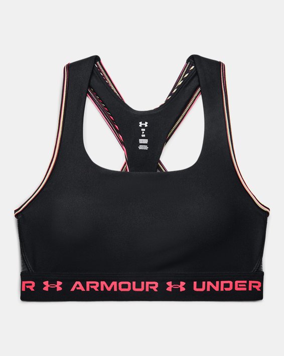 Women's Armour® Mid Crossback 80s Sports Bra, Black, pdpMainDesktop image number 8